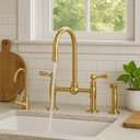 Unlacquered Brass Bridge Kitchen Faucet Set with Sprayer Kitchen Faucets detail view 3
