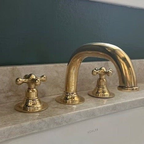 Unlacquered Brass Deck Mounted Sink Faucet sink for kitchens, bars, powder rooms, vanities, and statement wash areas - view 1