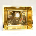 Unlacquered brass single bowl sink – close-up of rim and natural brass finish
