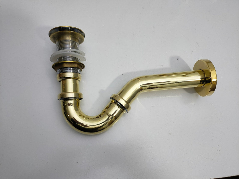 Unlacquered Brass P-Trap Bathroom Hardware home decor accent for entryways, bathrooms, kitchens, shelves, and warm artisan interiors - view 1