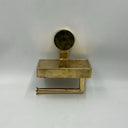 Brass Toilet Paper Holder With Shelf home decor accent for entryways, bathrooms, kitchens, shelves, and warm artisan interiors - view 3