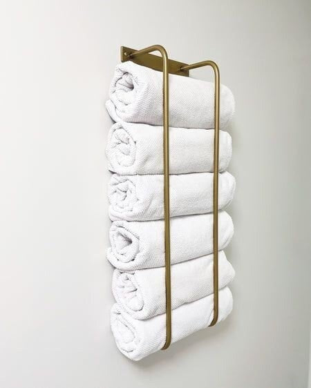 Unlacquered Brass Towel Rack home decor accent for entryways, bathrooms, kitchens, shelves, and warm artisan interiors - view 1