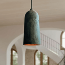 Verdigris copper cylinder pendant with long green patina finish – Brass For Homes