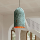 Tall verdigris pendant light in oxidized copper cylinder design – Brass For Homes